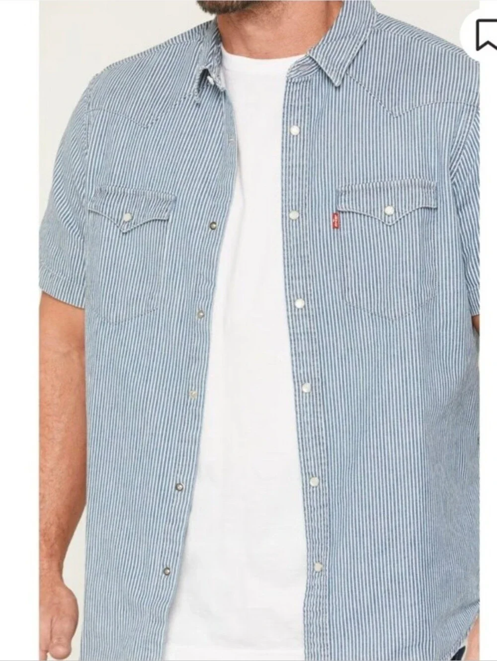 Levi's Men's Classic Picadilly Striped Short Sleeve Snap Western Shirt Size M